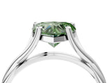 White gold Fancy Green Heart Cut Diamond Solitaire Twist Band Prong Setting Ring_89