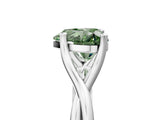 White gold Fancy Green Heart Cut Diamond Solitaire Twist Band Prong Setting Ring_93