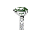 White gold Fancy Green Heart  Cut Diamond Solitaire with Pave Band and Four-Prong Setting 5