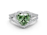 White gold Fancy Green Heart Cut Diamond Split Shank Halo Ring with Four-Prong Setting_41