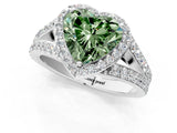 White gold Fancy Green Heart Cut Diamond Split Shank Halo Ring with Four-Prong Setting_42