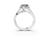White gold Fancy Green Heart Cut Diamond Split Shank Halo Ring with Four-Prong Setting_44