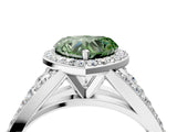White gold Fancy Green Heart Cut Diamond Split Shank Halo Ring with Four-Prong Setting_45