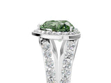 White gold Fancy Green Heart Cut Diamond Split Shank Halo Ring with Four-Prong Setting_46
