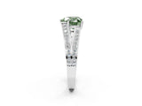 White gold Fancy Green Heart Cut Diamond Split Shank Ring with Pavé Band and Four-Prong Setting_19