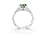 White gold Fancy Green Heart Cut Diamond Split Shank Ring with Pavé Band and Four-Prong Setting_20