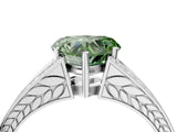 White gold Fancy Green Heart Cut Diamond Split Shank Ring with Pavé Band and Four-Prong Setting_21
