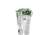 White gold Fancy Green Heart Cut Diamond Split Shank Ring with Pavé Band and Four-Prong Setting_22