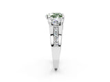 White gold Fancy Green Heart Cut Diamond Three-Stone Ring with Channel Set Band and Four-Prong Setting_47