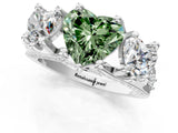 White gold Fancy Green Heart Cut Diamond Three-Stone Ring with Channel Set Band and Four-Prong Setting_48