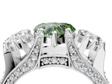 White gold Fancy Green Heart Cut Diamond Three-Stone Ring with Channel Set Band and Four-Prong Setting_49