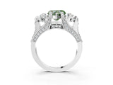 White gold Fancy Green Heart Cut Diamond Three-Stone Ring with Channel Set Band and Four-Prong Setting_50