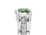White gold Fancy Green Heart Cut Diamond Three-Stone Ring with Channel Set Band and Four-Prong Setting_52