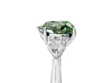White gold Fancy Green Heart Cut Diamond Three-Stone Ring with Pear  Side Stones and Prong Setting_123