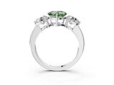 White gold Fancy Green Heart Cut Diamond Three-Stone Ring with Prong Setting and Classic Band_48