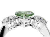 White gold Fancy Green Heart Cut Diamond Three-Stone Ring with Prong Setting and Classic Band_50