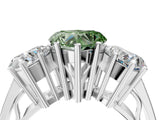 White gold Fancy Green Heart Cut Diamond Three-Stone Ring with Prong Setting and Textured Band_16
