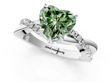 White gold Fancy Green Heart  Cut Diamond Twist Band Solitaire with Prong Setting_1