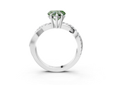 White gold Fancy Green Heart  Cut Diamond Twist Band Solitaire with Prong Setting_3