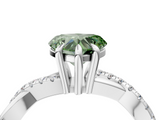 White gold Fancy Green Heart  Cut Diamond Twist Band Solitaire with Prong Setting_4