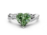 White gold Fancy Green Heart  Cut Diamond Twisted Band Engagement Ring with Prong Setting_3