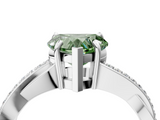 White gold Fancy Green Heart  Cut Diamond Twisted Band Engagement Ring with Prong Setting_7