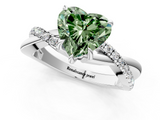 White gold Fancy Green Heart  Cut Diamond Twisted Band with Pavé Setting and Four-Prong Setting_1