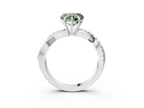 White gold Fancy Green Heart  Cut Diamond Twisted Band with Pavé Setting and Four-Prong Setting_3
