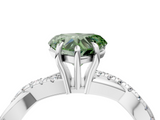 White gold Fancy Green Heart  Cut Diamond Twisted Band with Pavé Setting and Four-Prong Setting_4