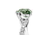 White gold Fancy Green Heart  Cut Diamond Twisted Band with Pavé Setting and Four-Prong Setting_5