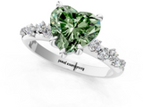 White gold Fancy Green Heart  Cut Diamond Vine Band with Four-Prong Setting_1