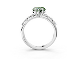 White gold Fancy Green Heart  Cut Diamond Vine Band with Four-Prong Setting_3