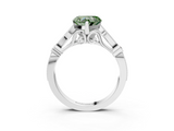 White gold Fancy Green Heart  Cut Diamond with Milgrain Marquise and Bezel Accents on a Solitaire Band with Prong Setting_3