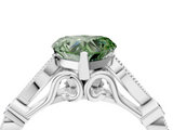 White gold Fancy Green Heart  Cut Diamond with Milgrain Marquise and Bezel Accents on a Solitaire Band with Prong Setting_4
