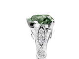 White gold Fancy Green Heart  Cut Diamond with Milgrain Marquise and Bezel Accents on a Solitaire Band with Prong Setting_5