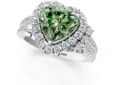 White gold Fancy Green Heart  Cut Double Halo Diamond Engagement Ring with Pave Band and Four-Prong Setting_112