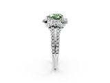 White gold Fancy Green Heart  Cut Double Halo Diamond Engagement Ring with Pave Band and Four-Prong Setting_113