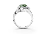 White gold Fancy Green Heart  Cut Double Halo Diamond Engagement Ring with Pave Band and Four-Prong Setting_115