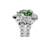 White gold Fancy Green Heart  Cut Double Halo Diamond Engagement Ring with Pave Band and Four-Prong Setting_117