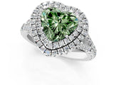White gold Fancy Green Heart  Cut Double Halo Split Shank Diamond Ring with Prong Setting_30