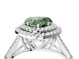 White gold Fancy Green Heart  Cut Double Halo Split Shank Diamond Ring with Prong Setting_33