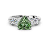 White gold Fancy Green Heart  Cut Five-Stone Prong Set Diamond Ring with Classic Band_29