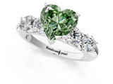 White gold Fancy Green Heart  Cut Five-Stone Prong Set Diamond Ring with Classic Band_30