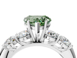 White gold Fancy Green Heart  Cut Five-Stone Prong Set Diamond Ring with Classic Band_33