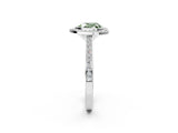 White gold Fancy Green Heart Cut Halo Bezel Diamond Pave Band Ring_2