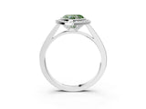 White gold Fancy Green Heart Cut Halo Bezel Diamond Pave Band Ring_3