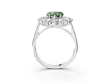 White gold Fancy Green Heart Cut Halo Cluster Diamond Ring with Pave Band and Four-Prong Setting_15