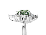 White gold Fancy Green Heart Cut Halo Diamond Cluster Ring with Marquise and Round Stones on a White Gold Band with Prong Setting_5