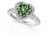 White gold Fancy Green Heart  Cut Halo Diamond Engagement Ring with Pave Band and Four-Prong Setting_1