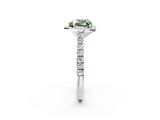 White gold Fancy Green Heart  Cut Halo Diamond Engagement Ring with Pave Band and Four-Prong Setting_2